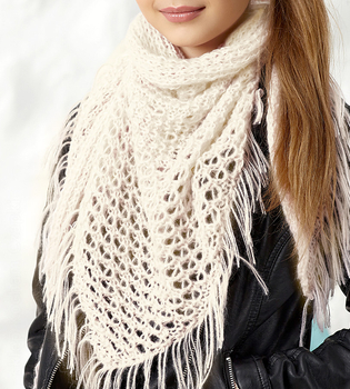 Chusta dla dziewczynki, z włóczki, na jesień/zimę 603, kremowy