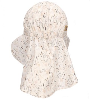 Czapka safari dla dziewczynki, wiązana, filtr UV+30, Pollia, kremowy, 50-52 cm
