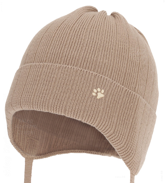 Czapka jesienna/ wiosenna dla chłopca, 100% bawełna, Nabbo, wiązana, beżowa, 38-42 cm