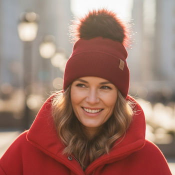 Czapka damska, zimowa, z polarem, gładka, bordowa, Lakia, rozm. 55-60 cm	