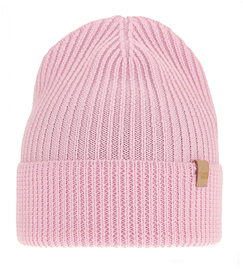 Czapka zimowa damska, wełna merino, Lisja, różowy jasny, 55-58 cm