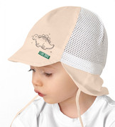 Czapka na lato dla chłopca, safari, wiązana z siateczki, Omode, kremowa, 46-48 cm