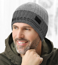 Czapka męska, z polarem, Notel, szara, 55-58 cm