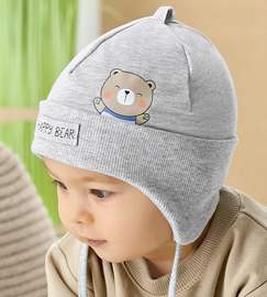 Czapka niemowlęca na wiosnę/jesień, dla chłopca, wiązana, Baqitti 1, 36-38 cm