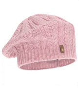 Beret damski z wełną merino, Nensja, różowy, 55-60 cm