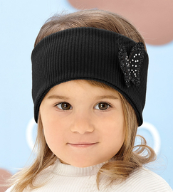 Opaska dla dziewczynki na głowę, bawełniana, Peggie, czarna, 50-54 cm