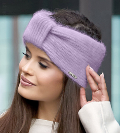 Opaska damska, zimowa, angora, Tevi, fioletowy, rozm. 55-58