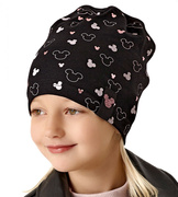 Czapka wiosenna/jesienna dla dziewczynki, bawełniana, czarna, Brezza, 52-54cm