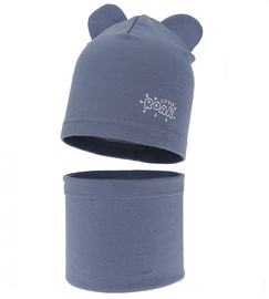 Komplet wiosenny/jesienny dla chłopca, czapka i komin, Myces, niebieski, 50-52 cm