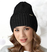 Czapka zimowa damska, modna, Caletta, czarna, 55-60 cm