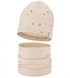 Komplet wiosenny-jesienny, dla dziewczynki, czapka i komin, Rioffia, beżowy, 48-50 cm