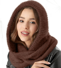 Komin z kapturem damski, kominiarka damska, Onaasi, brązowy (2) czekolada, 55-62 cm