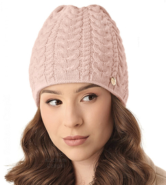 Czapka zimowa, damska, Wennis, róż pudrowy, 55-57 cm