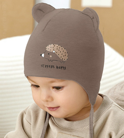 Czapka na wiosnę/jesień, dla chłopca, wiązana, Letah, kakaowa, 40-42 cm