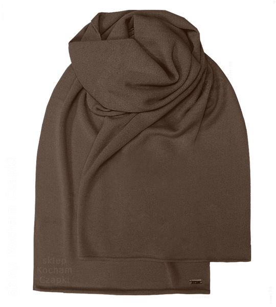 Duży, długi szalik damski, oversize 672, na jesień, zimę, brązowy (05)