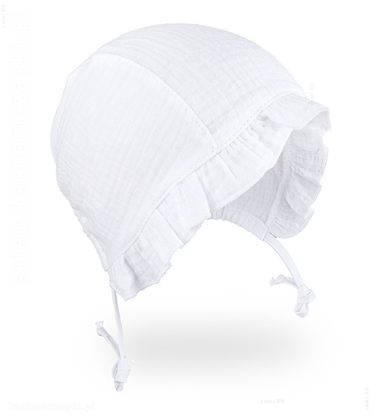  Bonetka z muślinu, czapeczka na lato Cristina, rozm. 36-38 cm