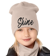 Czapka dla dziewczynki, wiosenna - jesienna, beżowa, Nitole, rozm. 54-56 cm