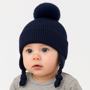 Czapka merino, dla dziecka, prążek, Varma, granatowa, 42-46 cm