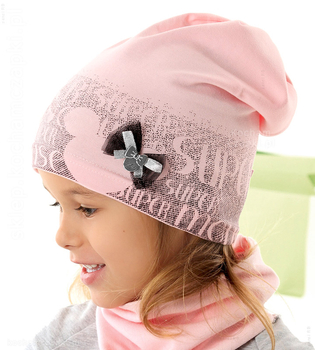 Czapka smerfetka wiosenna/ jesienna dla dziewczyni, bawełniana Super Mouse, 48-50 cm