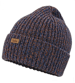 Czapka zimowa z wełny merino, Nisiria, granat + pomarańcz, 56-60 cm