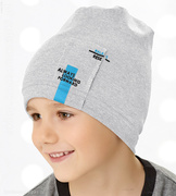 Czapka wiosenna/jesienna dla chłopca, szara jasna, Looking Forward, 48-50 cm