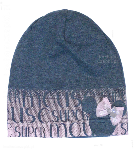 Czapka smerfetka wiosenna/ jesienna dla dziewczyni, bawełniana Super Mouse, 48-50 cm