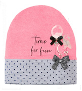 Czapka wiosenna/jesienna z błyskotkami elegancka TimeFun rozm. 42-46 cm