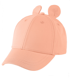 Czapka z daszkiem dla dziecka, brzoskwiniowa, z uszkami,  46-49 cm