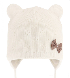 Czapka wiosenna/jesienna dla dziewczynki, dzianinowa, śmietanka, Tolla, 46-48 cm