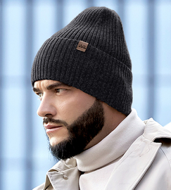 Czapka wełniana męska, Dantas, grafit melanż, 58-60 cm