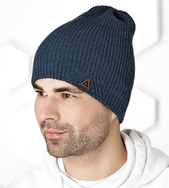 Czapka męska zimowa, w prążek, Varon, granat, 56-59 cm