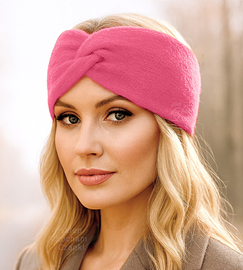 Opaska damska z wełny merino i kaszmiru, Garmina, różowa, 54-57 cm