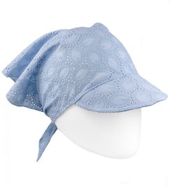 Chustka z daszkiem, ażurkowa, haftowana, dla dziewczynki, niebieski, 45-50 cm