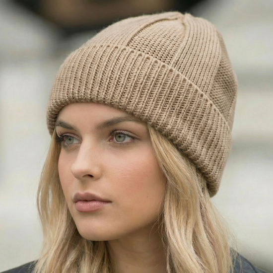 Czapka damska merino 100%, Tula, kamel, 56-60 cm