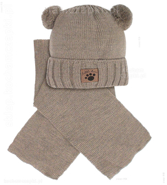 Dwa pompony czapka i szalik dla chłopca, Arthen , rozm. 44-48 cm