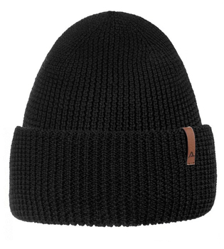 Czapka zimowa męska, 100% wełna merino, Harold, czarna, 56-57