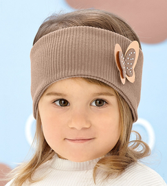 Opaska dla dziewczynki na głowę, bawełniana, Peggie, fango, 50-54 cm