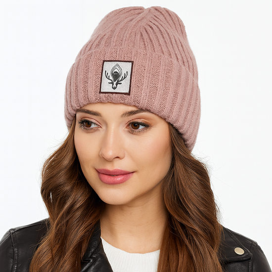 Czapka damska, zimowa, wrzosowy róż, Wenila, 55-60 cm