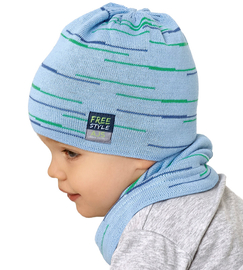 Komplet wiosenny/jesienny dla chłopczyka, czapka i komin, niebieski, Clames, 43-46 rozm.