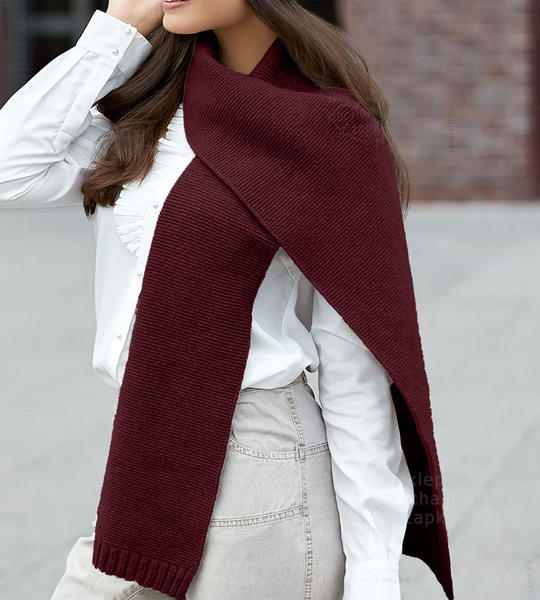 Ekskluzywny szalik damski, wełniany, Viveka, bordowy ciemny