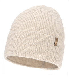 Czapka damska z wełną merino, Hattoe, beżowa jasna , 55-58 cm