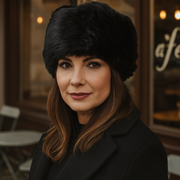 Czapka z futra ekologicznego, zimowy toczek futrzany, Loqly, czarna, 54-55 cm