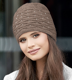 Czapka damska wełniana, Calsa, beżowy ciemny, 54-56 cm
