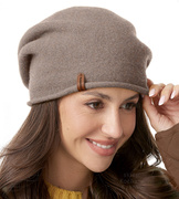 Czapka wełniana damska, zimowa/jesienna, Gabbela, beżowy ciemny melanż, 57-61 cm