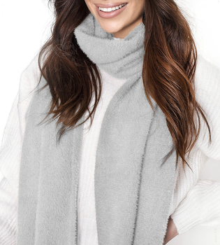 Szalik damski, ekskluzywny, z alpaki, szary jasny