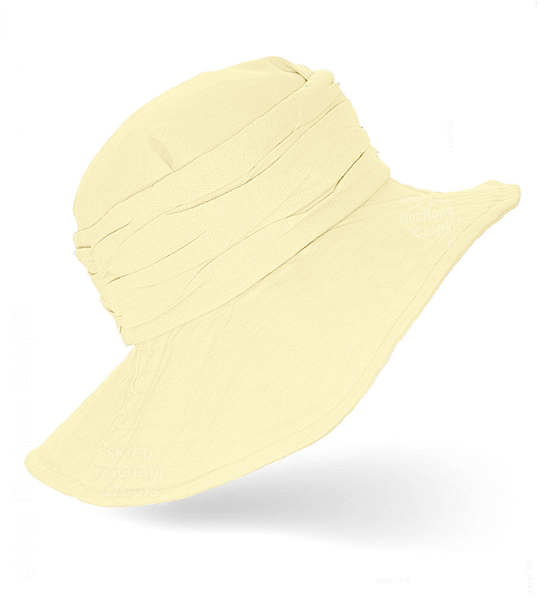 Kapelusz damski z lnu, z dużym rondem, na lato, Eanda, żółty jasny (80% len) , 55-56 cm