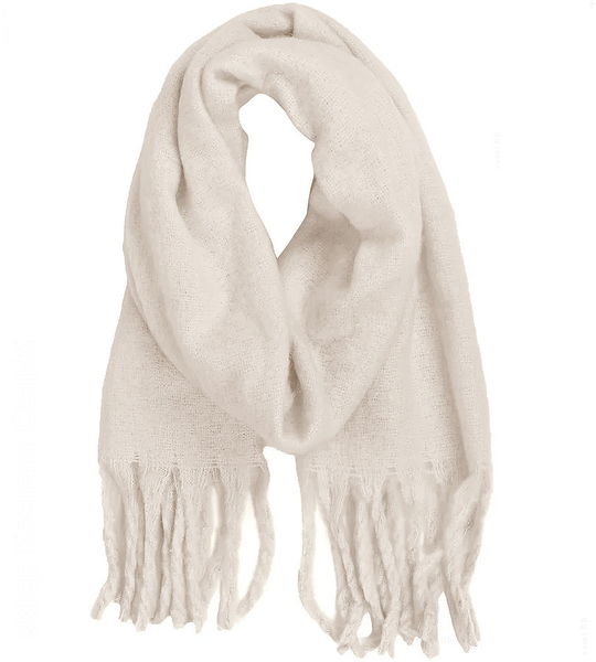 Szalik zimowy damski, gruby długi szal 200 cm, 2503, jasny beż