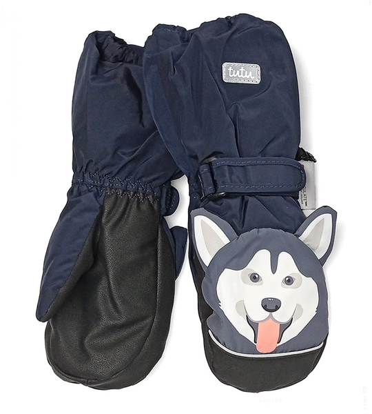 Zimowe ocieplane rękawiczki jednopalczaste na śnieg  i do zabawy Husky rozm: 2-4 lata