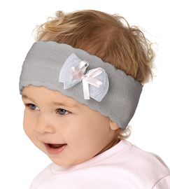 Opaska dla dziewczynki na głowę, dzianinowa, szara, 40-42 cm cm
