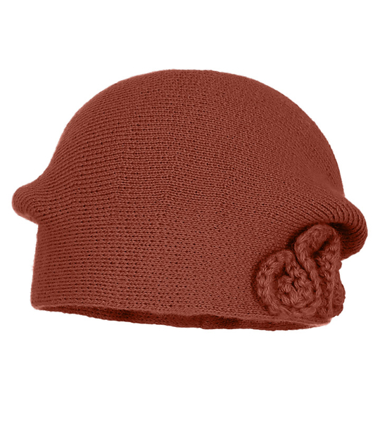 Czapka zimowa damska, beret pieczarka, Tesoni v.3, miadziana, 55-57 cm